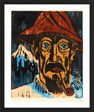 Hermann Max Pechstein Print, Smoking Swiss man (1923) in a black frame
