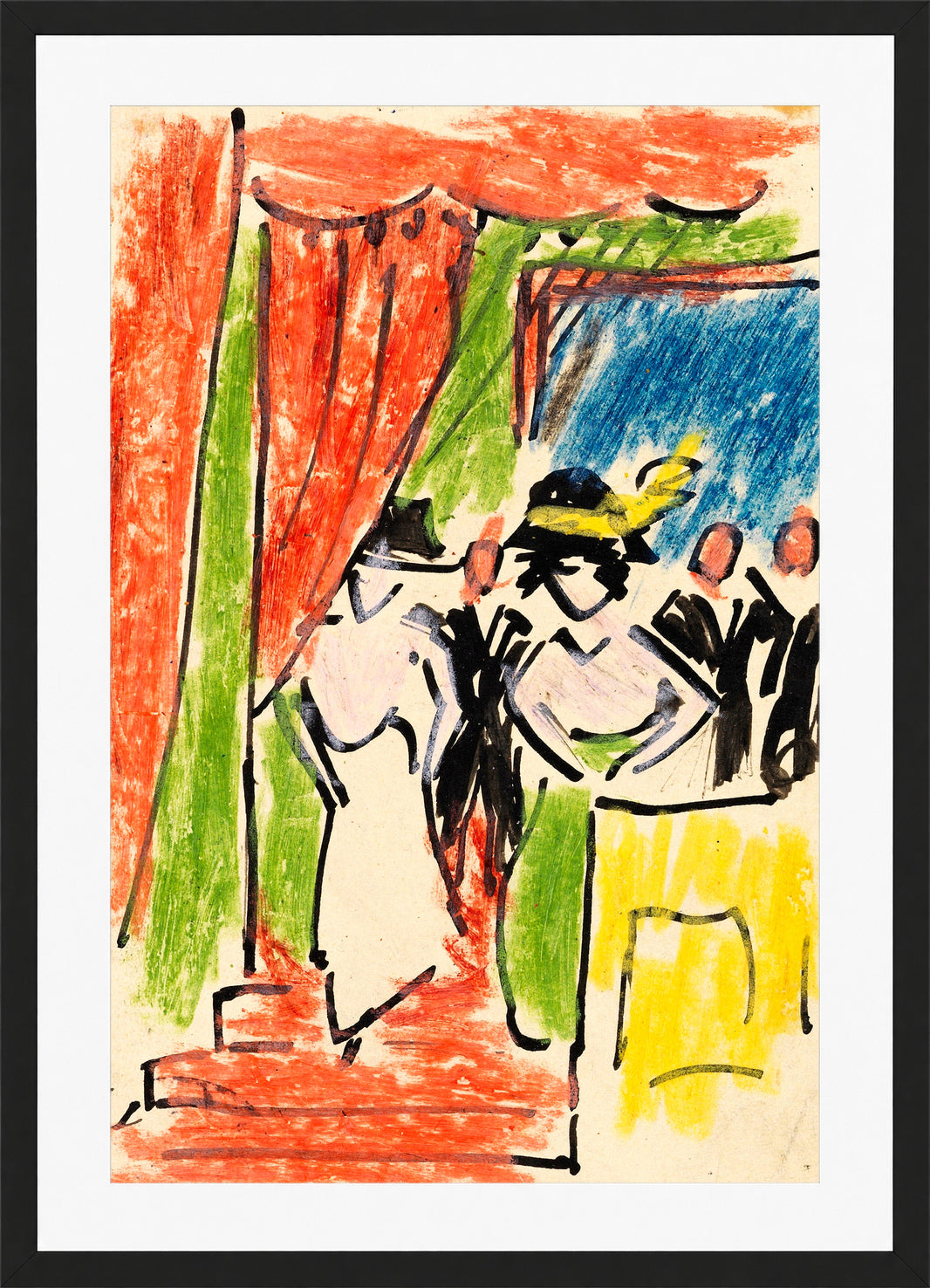 Hermann Max Pechstein Print, Soirée (1911) in a black frame
