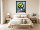 Hermann Max Pechstein Print, Sonnenblumen (1912) displayed above a bed