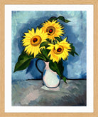 Hermann Max Pechstein Print, Sonnenblumen (1912) in a light oak frame