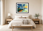Hermann Max Pechstein Print, Sonnenuntergang (Lebastrom) (1925) displayed above a bed