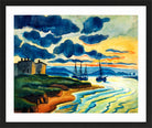 Hermann Max Pechstein Print, Sonnenuntergang (Lebastrom) (1925) in a black frame
