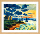 Hermann Max Pechstein Print, Sonnenuntergang (Lebastrom) (1925) in a light oak frame