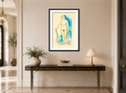 Hermann Max Pechstein Print, Standing female nude (nymph) (1930) displayed above a console table