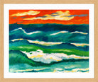 Hermann Max Pechstein Print, Stormy Sea in the Evening (1953) in a light oak frame