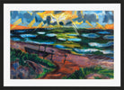 Hermann Max Pechstein Print, Stormy weather on the Baltic Sea (sunlit waves) (1919) in a black frame