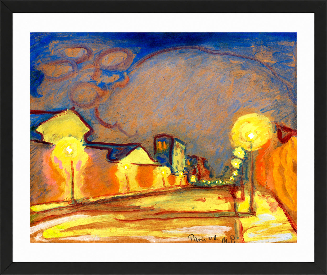 Hermann Max Pechstein Print, Street in Paris (1908) in a black frame