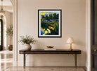 Hermann Max Pechstein Print, Sun in the Reeds (1921) displayed above a console table