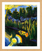 Hermann Max Pechstein Print, Sun in the Reeds (1921) in a light oak frame