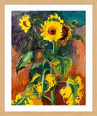 Hermann Max Pechstein Print, Sunflowers (1948) in a light oak frame