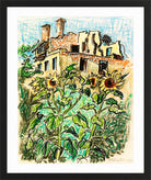 Hermann Max Pechstein Print, Sunflowers in the Garden (1948) in a black frame