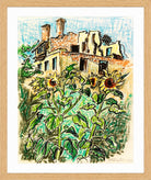 Hermann Max Pechstein Print, Sunflowers in the Garden (1948) in a light oak frame