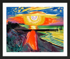Hermann Max Pechstein Print, Sunset at the Sea (1921) in a black frame