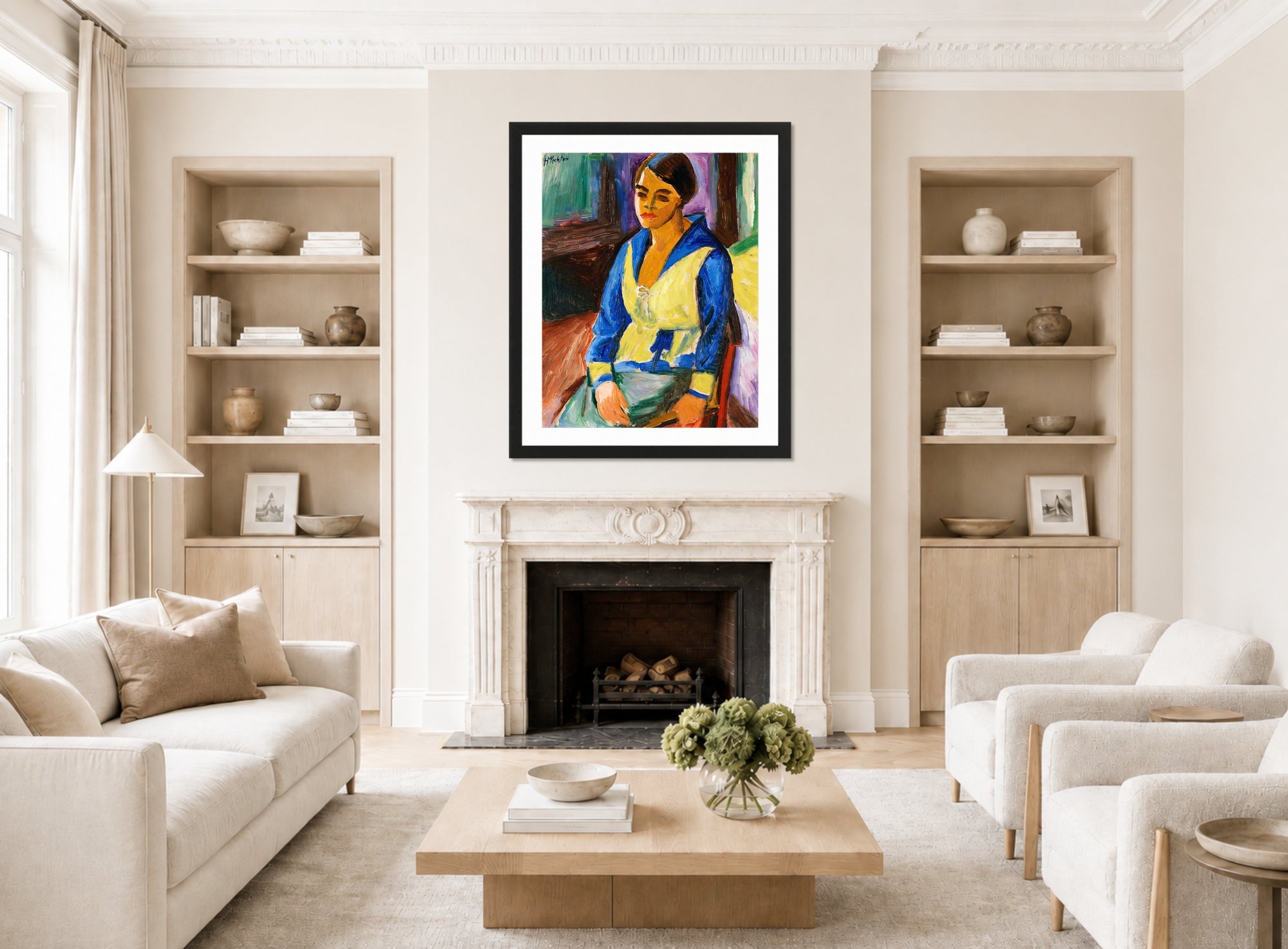 Hermann Max Pechstein Print, The Chinese Jacket (1918) displayed in a living room