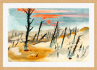 Hermann Max Pechstein Print, The Dead Forest – Lonske Dune (1934) in a light oak frame