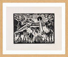 Hermann Max Pechstein Print, The Evening (1919) in a light oak frame