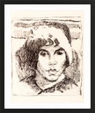 Hermann Max Pechstein Print, The Fur Hat (1912) in a black frame