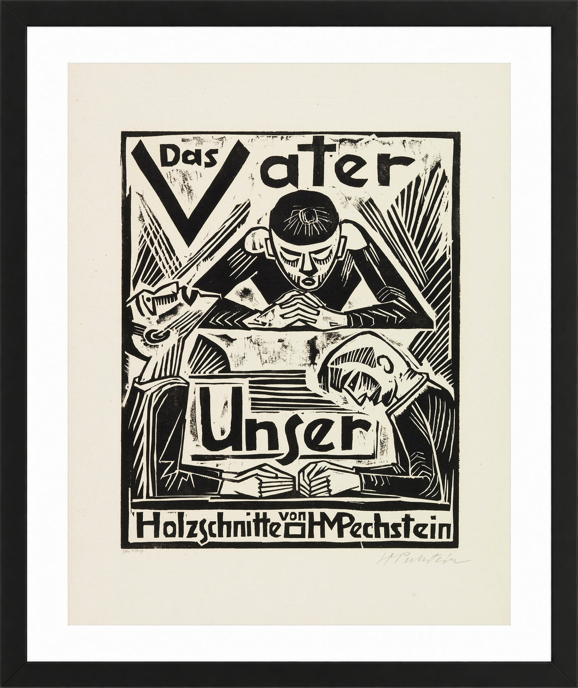 Hermann Max Pechstein Print, The Lord’s Prayer (Das Vater Unser) – Title Page (1921) in a black frame