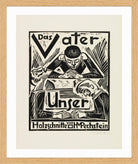 Hermann Max Pechstein Print, The Lord’s Prayer (Das Vater Unser) – Title Page (1921) in a light oak frame