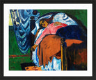 Hermann Max Pechstein Print, The Resting Woman (1911) in a black frame