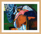 Hermann Max Pechstein Print, The Resting Woman (1911) in a light oak frame