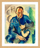 Hermann Max Pechstein Print, The Smoker – Portrait of Alfred Hess, Erfurt (1919) in a light oak frame