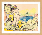Hermann Max Pechstein Print, The Yellow Cloth (1909) in a light oak frame