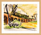 Hermann Max Pechstein Print, Train on viaduct (1913) in a light oak frame