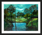 Hermann Max Pechstein Print, Trout pond in Gliesnitz (1944) in a black frame