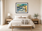 Hermann Max Pechstein Print, Turbulent Sea (1923) displayed above a bed
