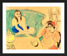 Hermann Max Pechstein Print, Two Girls at the Table (1910) in a black frame