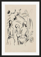 Hermann Max Pechstein Print, Two island women with a child (1914) in a black frame
