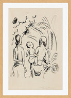 Hermann Max Pechstein Print, Two island women with a child (1914) in a light oak frame