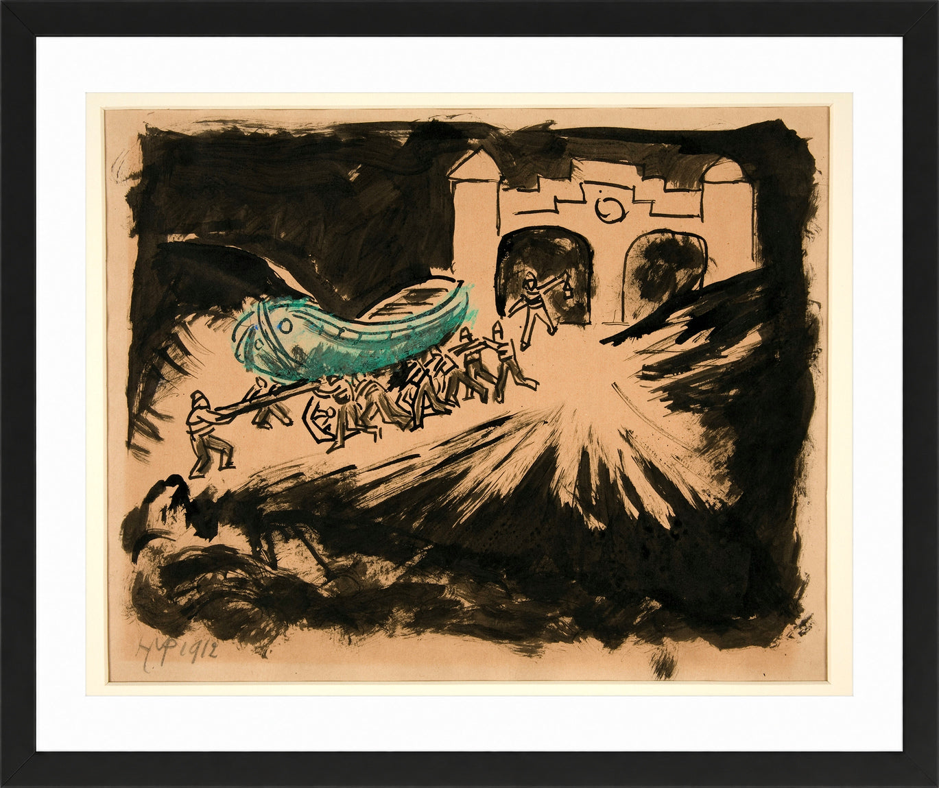 Hermann Max Pechstein Print, Untitled (Rescue Boat) (1912) in a black frame