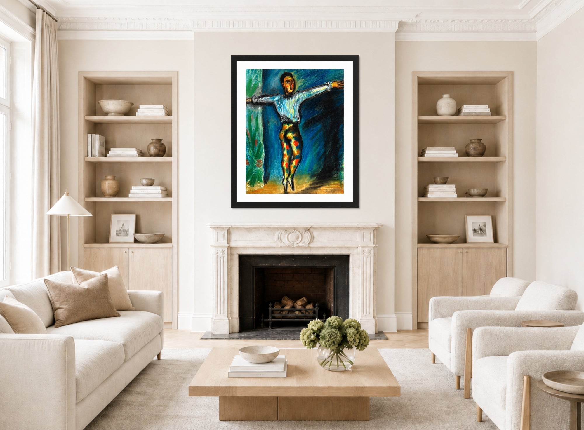 Hermann Max Pechstein Print, Varietétänzer (1928) displayed in a living room