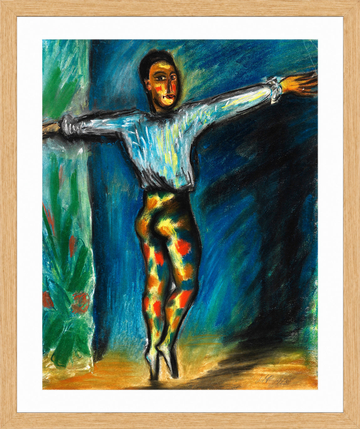 Hermann Max Pechstein Print, Varietétänzer (1928) in a light oak frame
