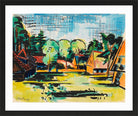 Hermann Max Pechstein Print, Village (1919) in a black frame