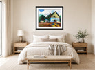 Hermann Max Pechstein Print, White House (1928) displayed above a bed