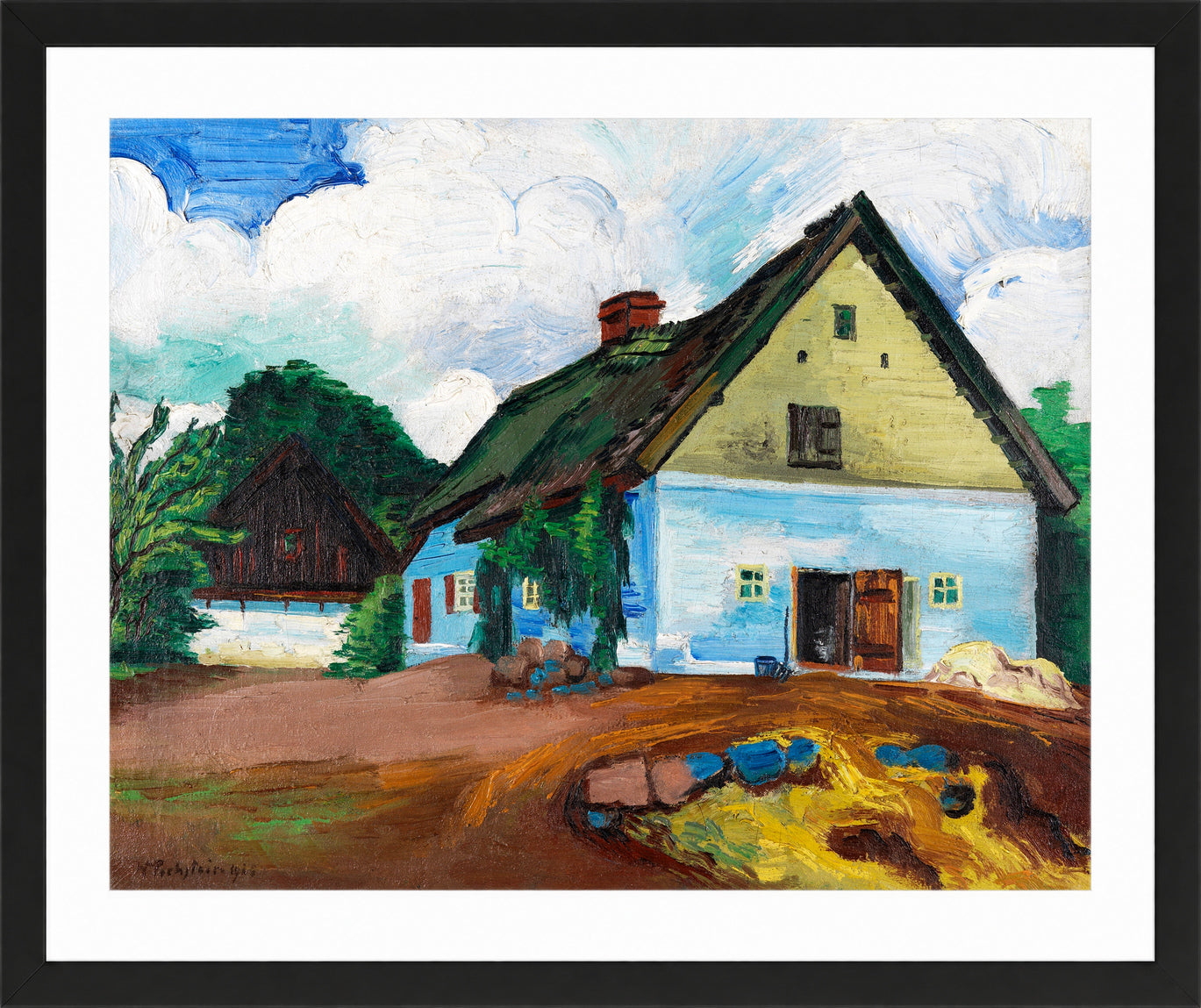 Hermann Max Pechstein Print, White House (1928) in a black frame