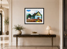 Hermann Max Pechstein Print, White House (1928) displayed above a console table