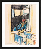 Hermann Max Pechstein Print, Woman at the Window, Monte Rosso (1924) in a black frame