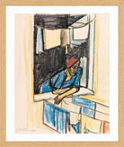Hermann Max Pechstein Print, Woman at the Window, Monte Rosso (1924) in a light oak frame