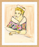 Hermann Max Pechstein Print, Young Woman with Hair Bow (1924) in a light oak frame