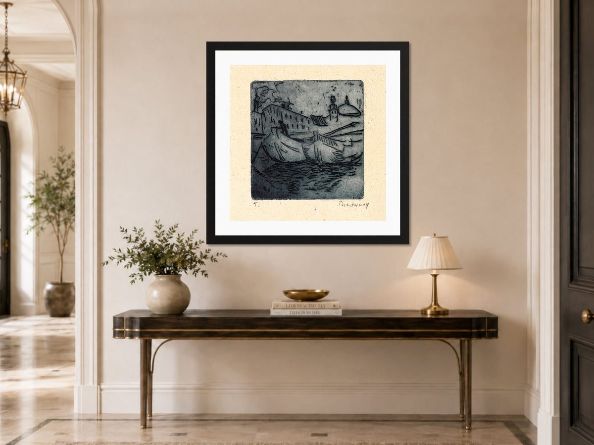 Hermann Max Pechstein Print, Zillen (1909) displayed above a console table