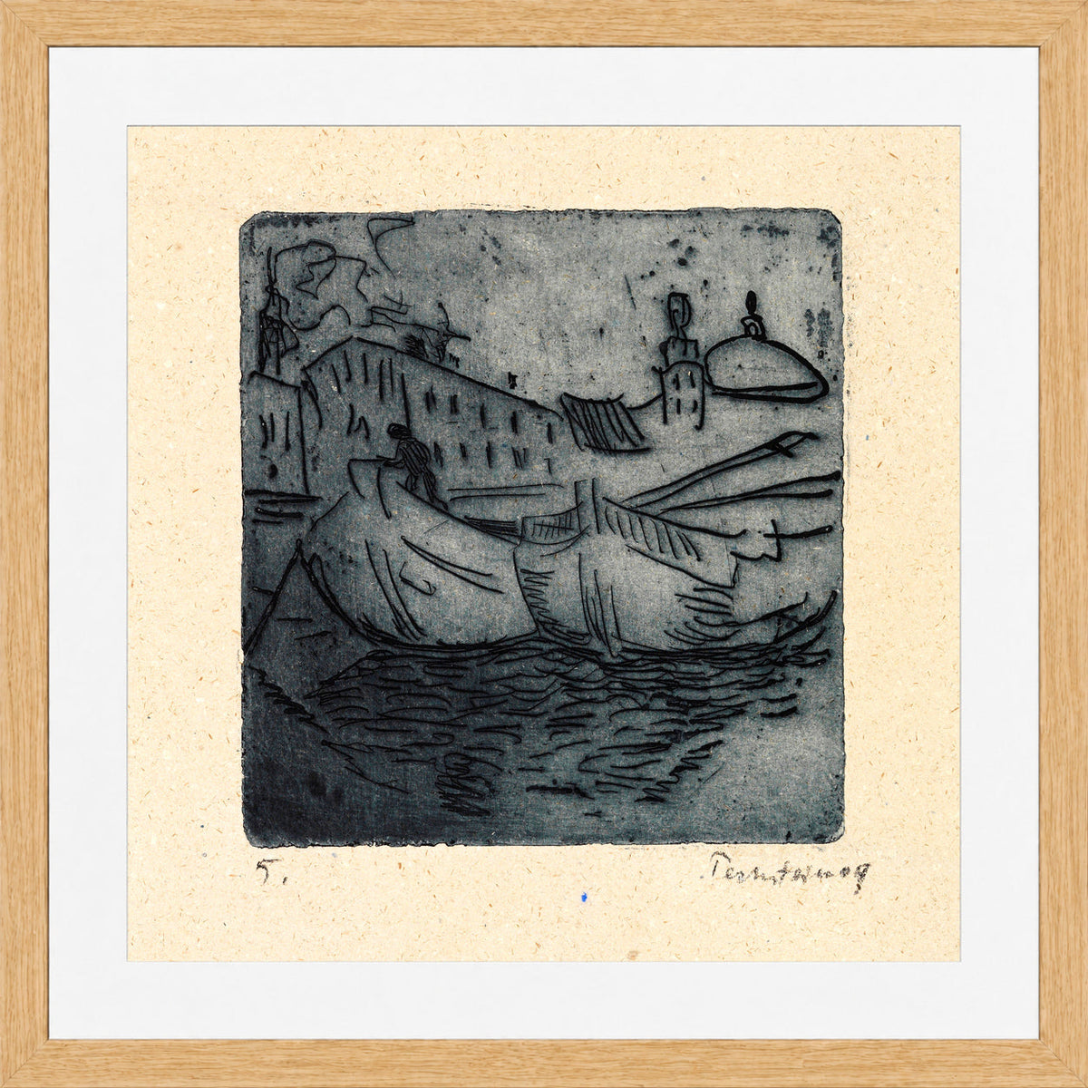 Hermann Max Pechstein Print, Zillen (1909) in a light oak frame
