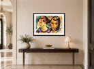 Hermann Max Pechstein Print, Zwei Köpfe (1920) displayed above a console table
