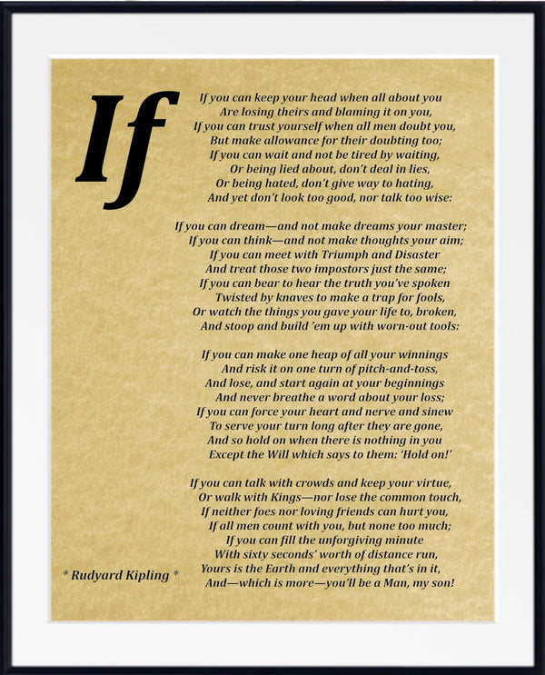 If Poem by Rudyard Kipling, Typography Print
