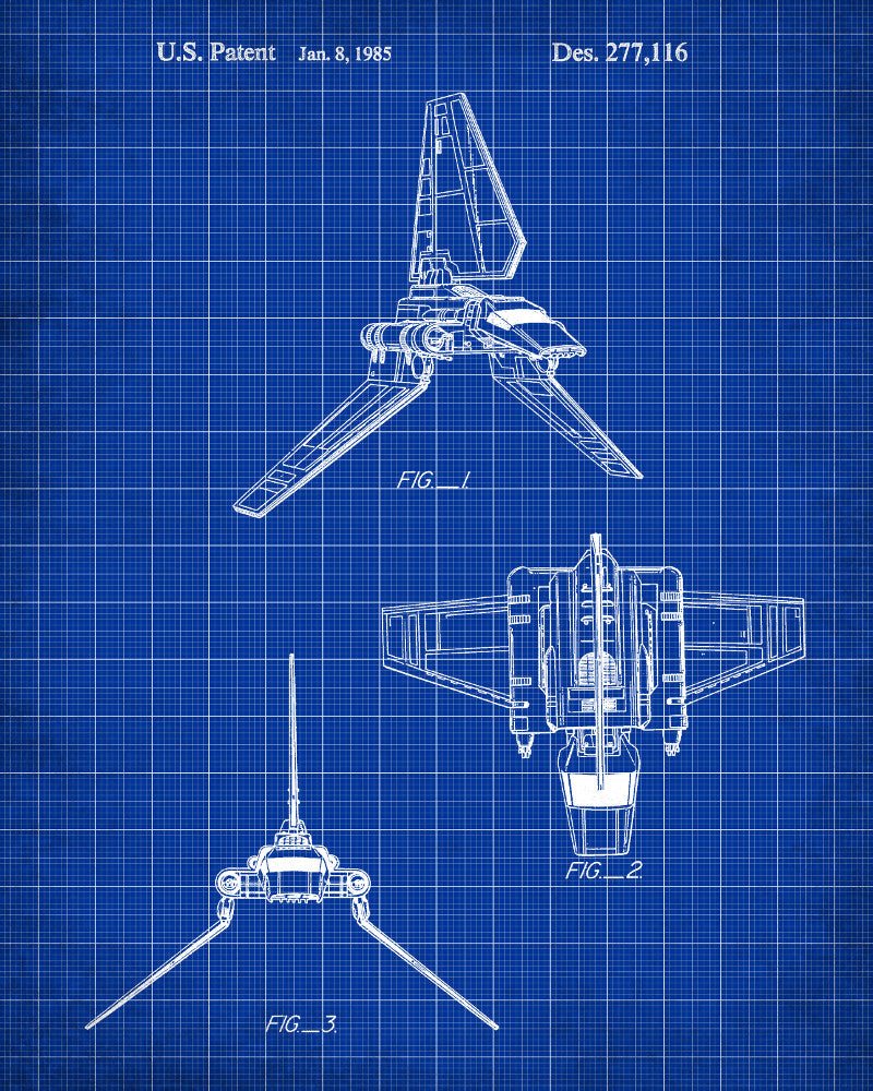 Imperial Shuttle Blueprint Poster Patent Print Star Wars Spaceship