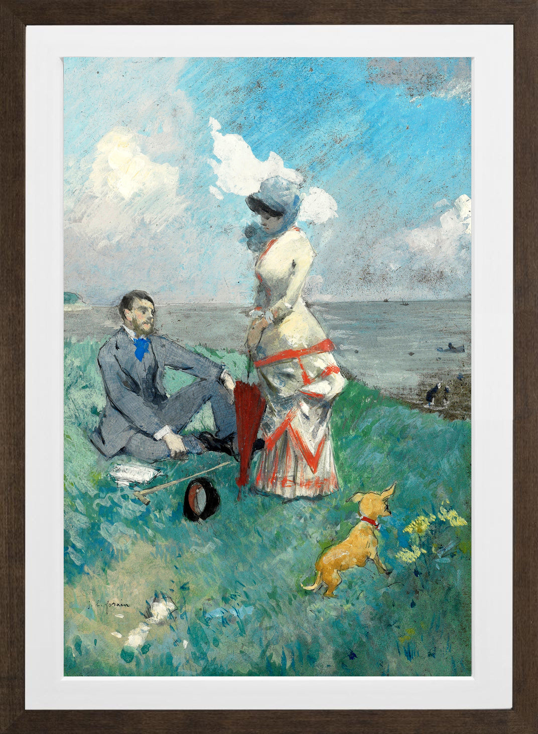 Jean-Louis Forain, Au bord de la mer (1885) — brown frame