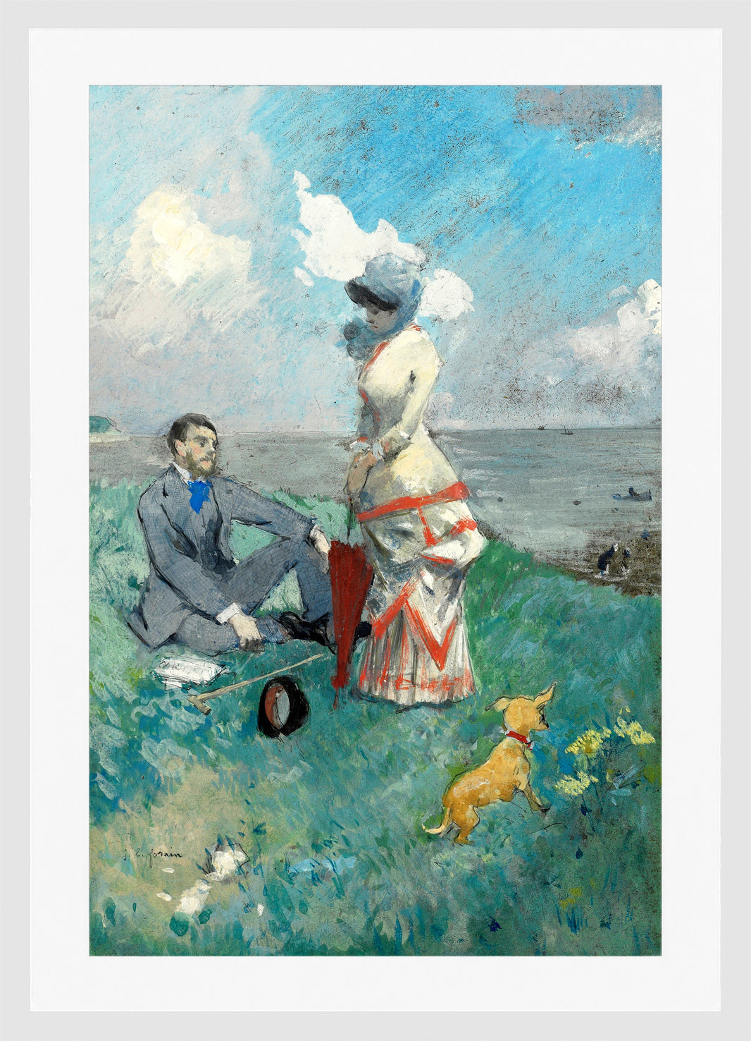 Jean-Louis Forain, Au bord de la mer (1885) — white frame